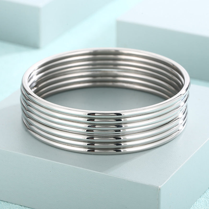 3mm smooth plain circular ring bracelet with multiple layers for wearing wristbands and accessories