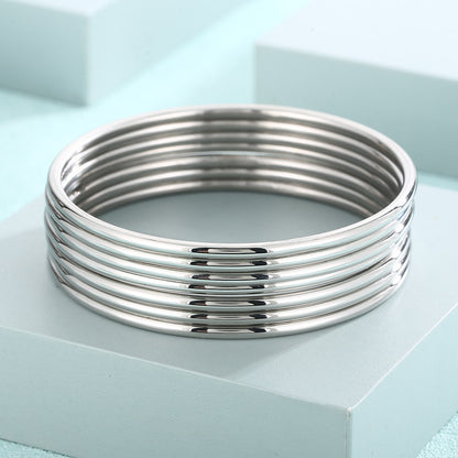 3mm smooth plain circular ring bracelet with multiple layers for wearing wristbands and accessories