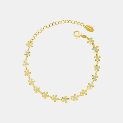 Golden Flower Blue Drip Oil Bracelet